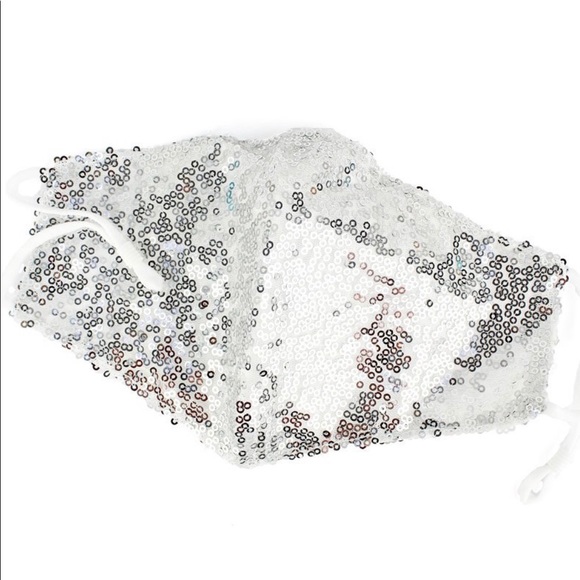 Accessories - SILVER SEQUIN FACE MASK WITH FILTER POCKET